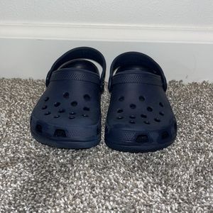 Navy blue baby crocs